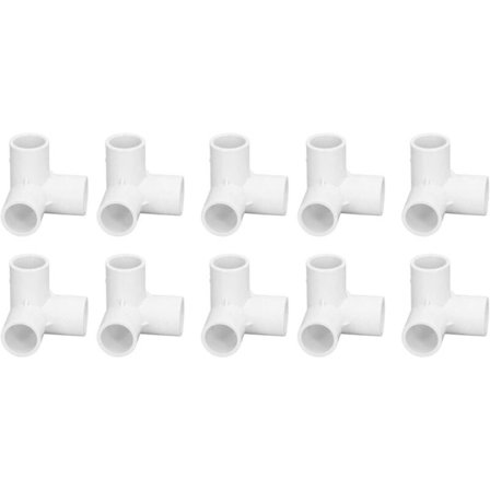 3-suuntaiset kulmakappaleet, 10 kpl PVC-muovia 3-suuntainen PVC-letkuliitin Turk-kulmakontakti, PVC PVC-putkiliittimet PVC 20 mm sisähalkaisija