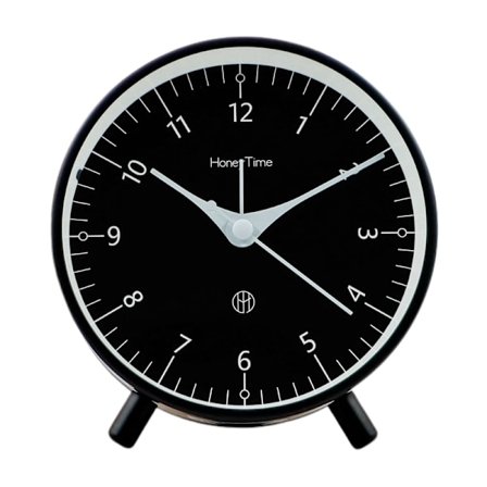 4 tommers ultra stille ikke-tikkende liten klokke med nattlys, batteridrevet, enkel design, egnet for soverom, nattbord, skrivebord