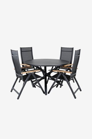 Venture Home - Matgrupp Alma med 4st matstolar Panama - Svart - Matgrupper - Från Homeroom