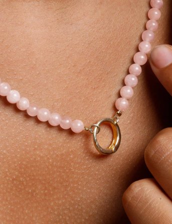 Design Letters Gemstone Charm Lock Chain - Pink - ONE SIZE