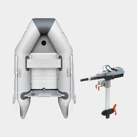 Schlauchboot / Schlauchjolle mit Elektro-Außenborder RUBB 230 Pro, Aluminiumdeck, grau + Torqeedo Travel 903 S (Short), Limited Edition, 2.5 hk, 900 W