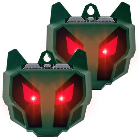 Solcelledrevet dyreavvisende middel, dyreavviser for å holde stinkdyr, hjort, vaskebjørn, coyote, rev borte fra hagegård gård kyllinghus, 2-pakning 