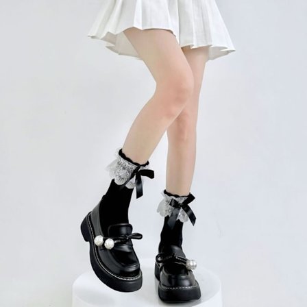 Lolita Sokker Blonde Mid Længde Sokker SORT