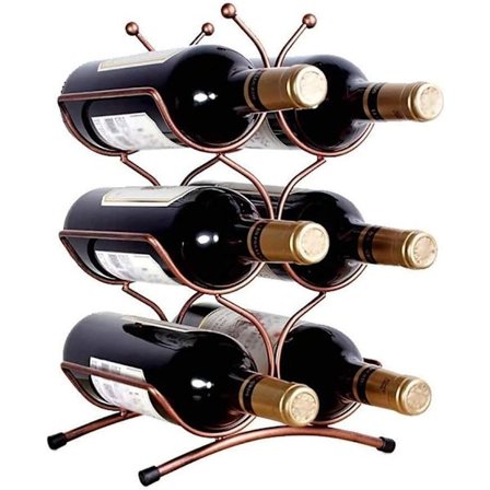 Nordic Freestanding Wine Rack 4/6 Pulloa Viiniteline Näyttöjalusta, Viilutettu Viini Rauta Viinikaappi Huonekalut Koristelu (Koko: B-25x16x