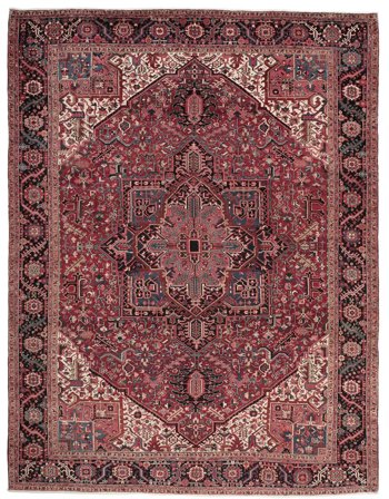 Hand Knotted Persian Heriz Rug 314X408 Dark Red/Black
