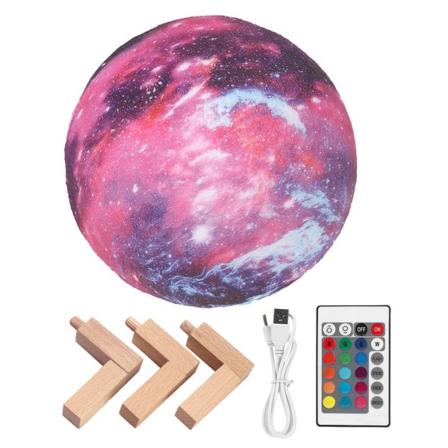 16-Farvet 3D-Printet Stjernehimmel Månelys USB Opladning LED