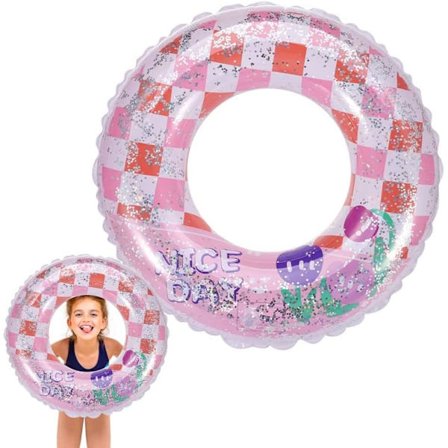 Badering Flytering Oppblåsbar Ring Svømmebasseng Ring Rosa Slitesterke Gummiringer For 2-5 Barn Jenter Sommer Bassengfest(S)