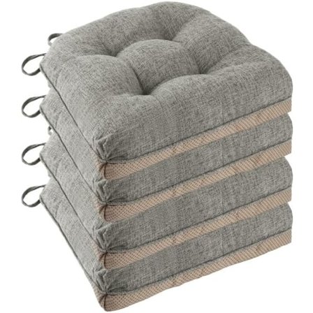 Skridsikre stolehynder til spisebordsstole, sæt med 4, 46*43*9 cm siddehynde med bånd{FY}