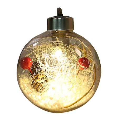 6 stk. 8 cm Julekugler med LED-lys, klare julekugler til juletræet