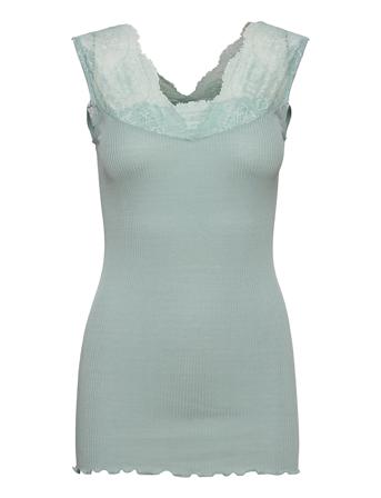 Silk Top Regular W/ Lace Blue Rosemunde