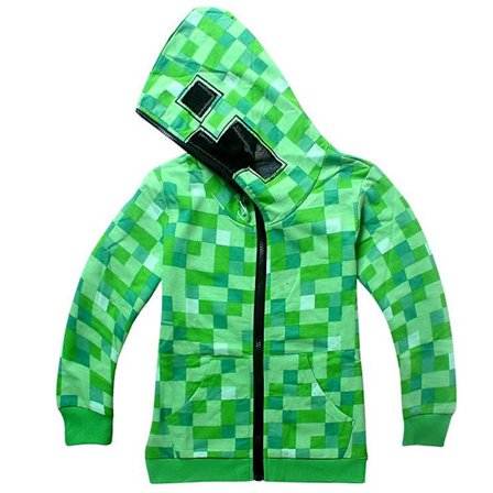 Minecraft Creeper Barn Zip-Up Långärmad Hoodie Tröja Jacka