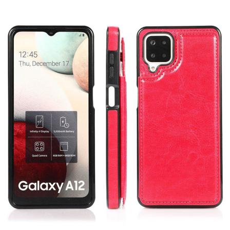 Samsung Galaxy A12 - Skal Med Korthållare Rosaröd