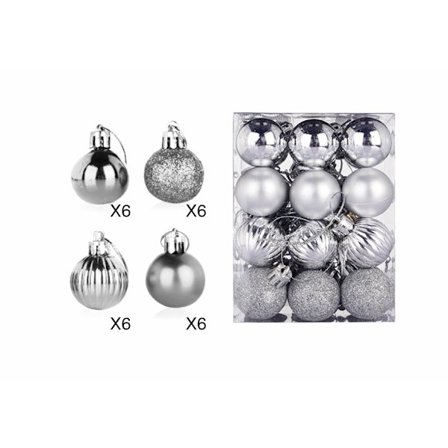 Julgransdekorationer Silver 24 st Grankulor