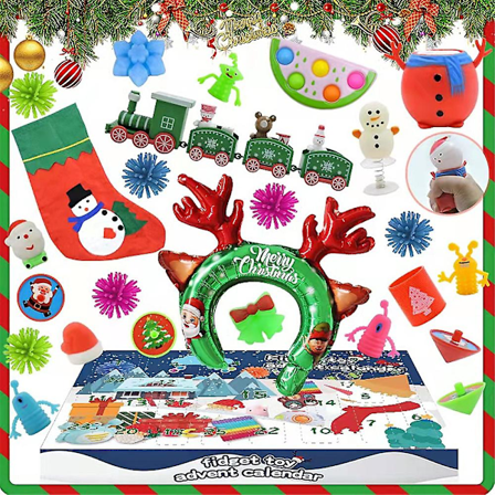 Julefidgetlegetøjs-Adventskalender 2024 - Jule-nedtællingskalender - Blind Box - Festlig Gave til Børn, Voksne