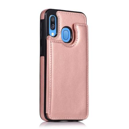 Elegant Skyddsskal Med Korthållare - Samsung Galaxy A40 Roséguld