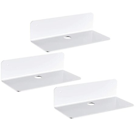 Sæt med 3 svævende hylder med kabelklemmer - Udvid nemt vægpladsen - Lille væghylde i akryl, S