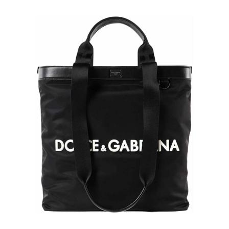 Dolce & Gabbana Shopper In Nylon With Rubber Logo , Zwart , Heren , Maat: ONE Size