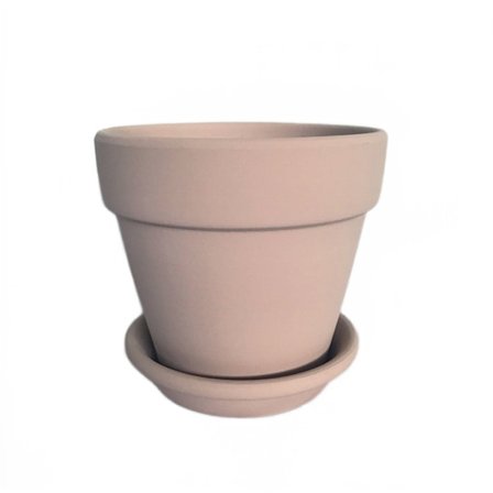 Rund kruka - Lätt inomhus- och utomhuskruka i plast med dräneringsplugg, rustikt sten