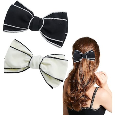 2-pak elegante roset hårklemmer ensfarvede store sorte og hvide hårroset hårklemmer hårtilbehør