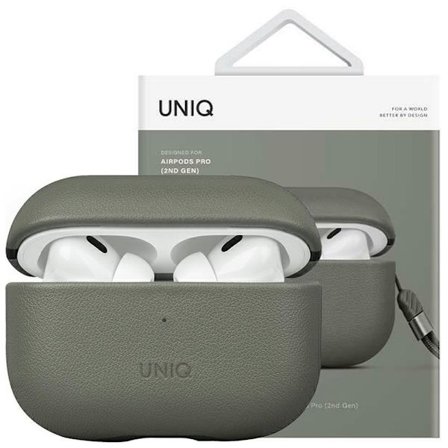 Uniq Terra deksel AirPods Pro 2 ekte skinn grønn/lavgrønn