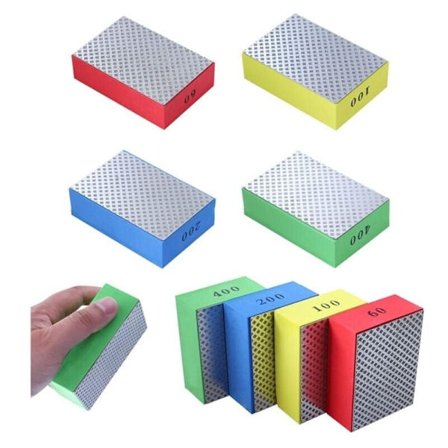 Timanttikäsikiillotustyynyt Hiomalaikat Kivelle Keraamisille Laatoille Lasille 4 Karkeustasoa - 60 100 200 400 (Hopeinen Puoli) DEBUNS