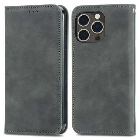 Stöttåligt Iphone 14 Pro Max Flipfodral Med En Korthållare - Grå Gray