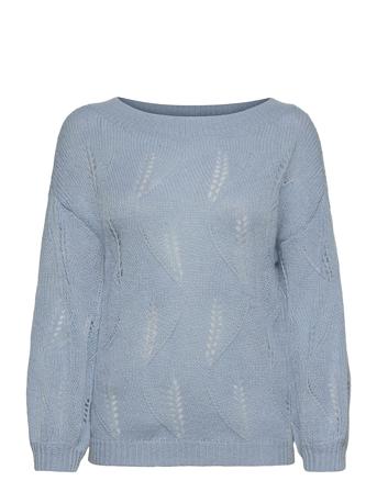Visouta L/S Boat Neck Knit Top/L Blue Vila