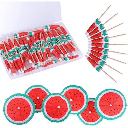 40 stk. Vandmelon Cocktail Paraply Picks, Flerfarvede Tropiske Cocktail Dekorationer Drikkepinde Papir Paraplyer til Drikke Frugtjuice Cupcake Summ