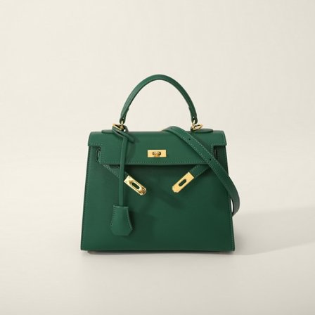 Handgjord mörkgrön extra stor damväska 25x10x19 cm mörkgrön extra stor storlek