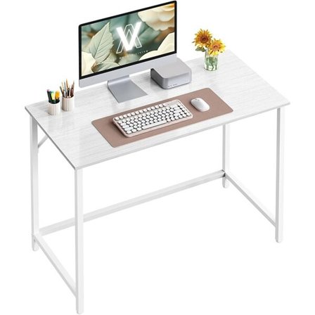 Vitt skrivbord med metallram – 100 x 50 x 76 cm