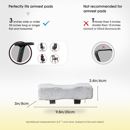 Grå 1 Par Ergonomiske Ekstra Tykke Armlænspuder til Kontorstol