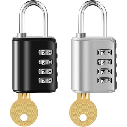 2-pack Kombinationshänglås, 4-siffrigt Återställbart Hänglås med Nycklar