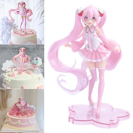 Anime Miku Hatsune Jenter Actionfigurer PVC Ornament Kake Topper Dekorasjoner Barn Mini Leker