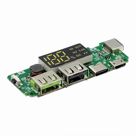 Digitaalinen näyttö 18650 litiumakkulaturikortti kaksois-USB 5V 2.4A/5V 2A 1A tehomoduuli turvaominaisuuksilla