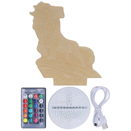 3D Illusionslampe Dæmpbar Natlampe med Fjernbetjening 16 Farveskift Smart Touch til Børn