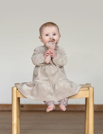 Smallstuff Dress Velour, Nature - Grey - 74