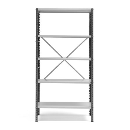 Regalsystem POWER, Basismodul, 1970 x 1010 x 500 mm, dunkelgrau