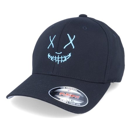 Iconic - Svart flexfit Keps - Neon Smile Black - Flexfit @ Hatstore