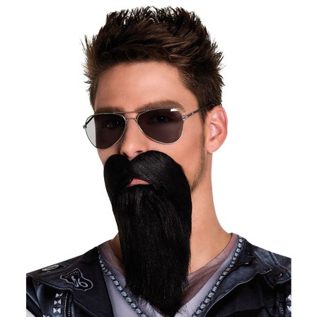 Langt Falsk Skæg Sort