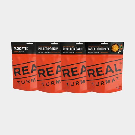 Confezione grande cibo liofilizzato / cibo da campeggio Real Turmat Pacchetto escursionismo, 4-pack, 1900 grammi