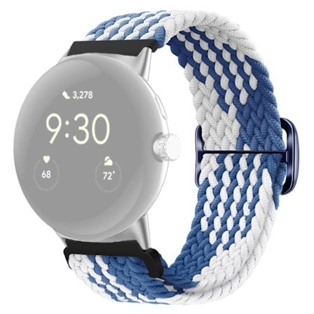 Google Pixel Watch urrem i nylon - Z-Form Blå / Hvid