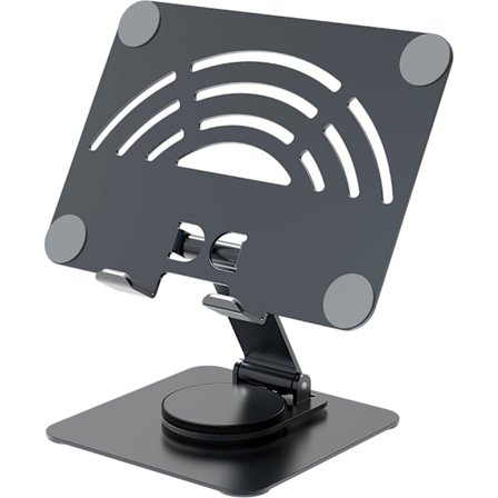 Tabletstativ. 360° roterende justerbar tabletholder, sammenklappeligt aluminium skrivebordsstativ til iPad Pro/Mini/Air, iPhone