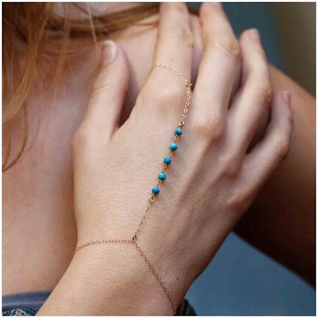 Turkis armbånd guld finger armbånd vintage ring armbånd ring kæde håndled armbånd hånd kæde smykker til kvinder og piger
