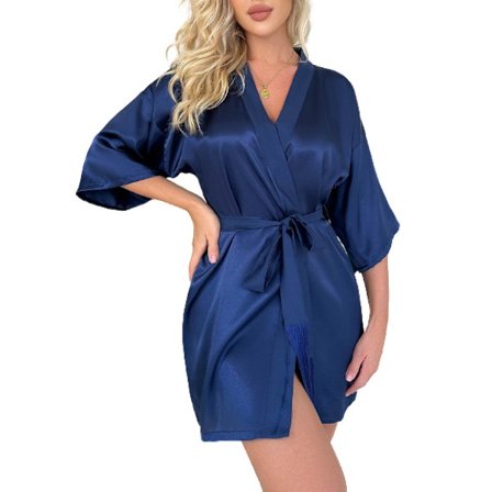 Satin Kimono-badrock för kvinnor i siden