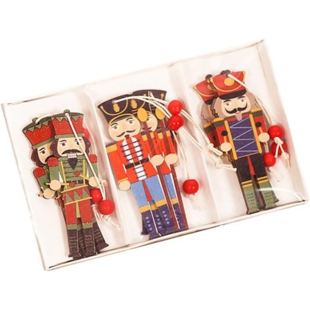 9 st julgranspynt i trä - Nötknäpparefigurer