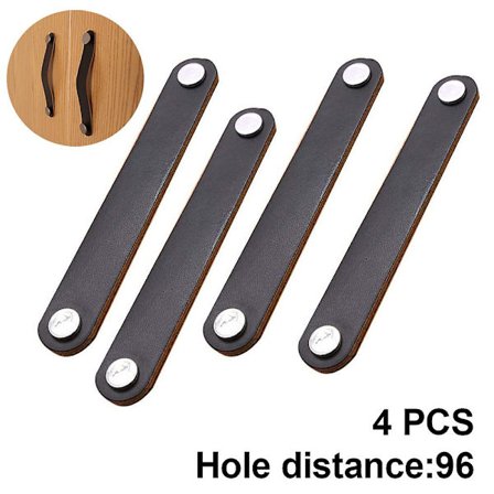 4 stk. Trækknop Trækhåndtag Læder Skab Skuffe Trækhåndtag