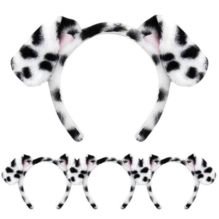 Dalmatiner Hund Ører Pannebånd - 4-Pakning Valpe Ører Pannebånd Fluffy Pannebånd Voksne Barn Dalmatiner Kostyme for Sminke Vaske Ansikt{ee}