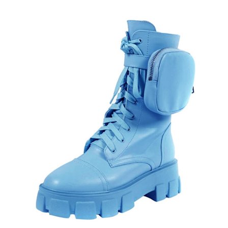 Tyylikkäät PlatKompatibel medm -saappaat pienellä taskulla, naisten nauhalliset pyöreäkärkiset saappaat Kompatibel med syksy