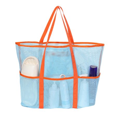 Mesh Strandtaske, Stor Foldbar Pooltaske - Letvægts Strand- & Svømmetaske til Håndklæder, Flasker & Solbriller - Åndbart Hurtigtørrende Design