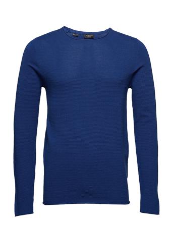 Slhrocky Crew Neck B Strikkegenser M. Rund Krage Blå Selected Homme